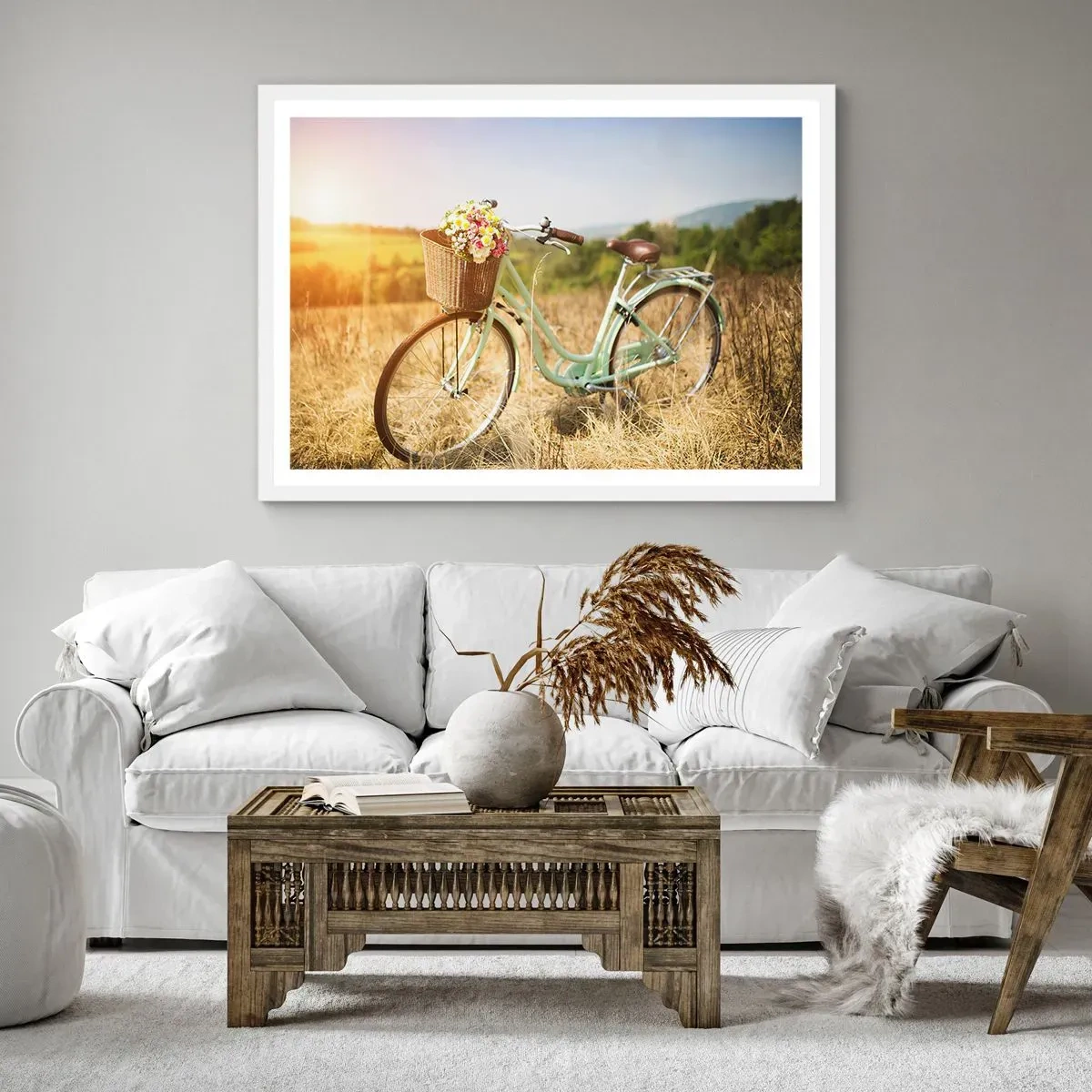 Affiche dans un cadre blanc - Poster - Je vais rester un petit moment - 70x50 cm