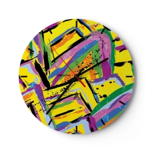 Horloge murale - Pendule murale - Motif abstrait coloré avec des lignes géométriques - 30x30cm - Jusqu'à ce qu'il crie de joie - Décoration murale moderne pour le salon, la cuisine et la chambre ARTTOR