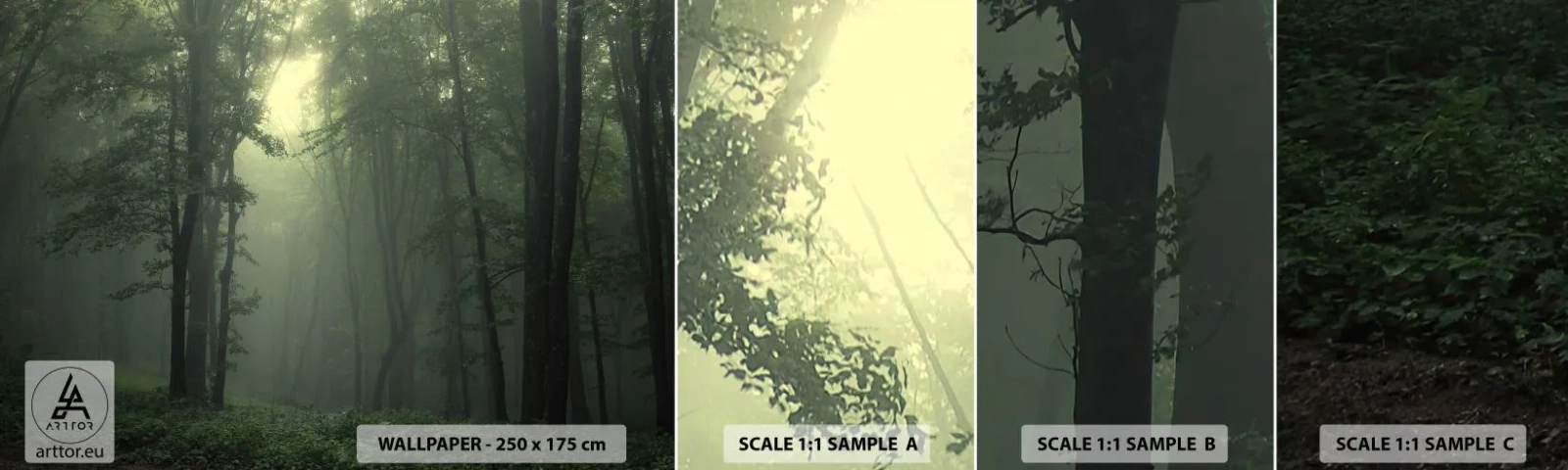 Échantillon de Papier Peint Autocollant Deluxe Sticker - Avant qu'il ne se réveille - Paysage, Forêt, Nature - 100x30 cm