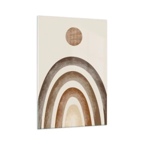 Impression sur verre - Image sur verre - Motif planétaire géométrique dans les tons de marron - 70x100cm - Dans une galaxie lointaine - Décoration murale moderne pour le salon et la chambre ARTTOR