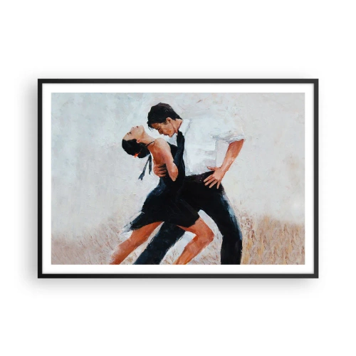 Affiche dans un cadre noir - Poster - Un couple dansant dans une photo élégante et sensuelle - 100x70cm - Tango de mes rêves et pensées - Décoration murale moderne pour le salon et la chambre ARTTOR