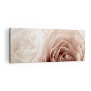 Impression sur toile - Image sur toile - Roses délicates dans des tons pastel de beige - 120x50cm - Au coeur d'ue la rose - Décoration murale moderne pour le salon et la chambre ARTTOR