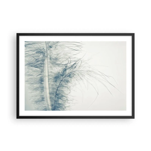 Affiche dans un cadre noir - Poster - Une plume délicate aux tons pastel sur fond clair - 70x50cm - Les sept natures - Décoration murale moderne pour le salon et la chambre ARTTOR