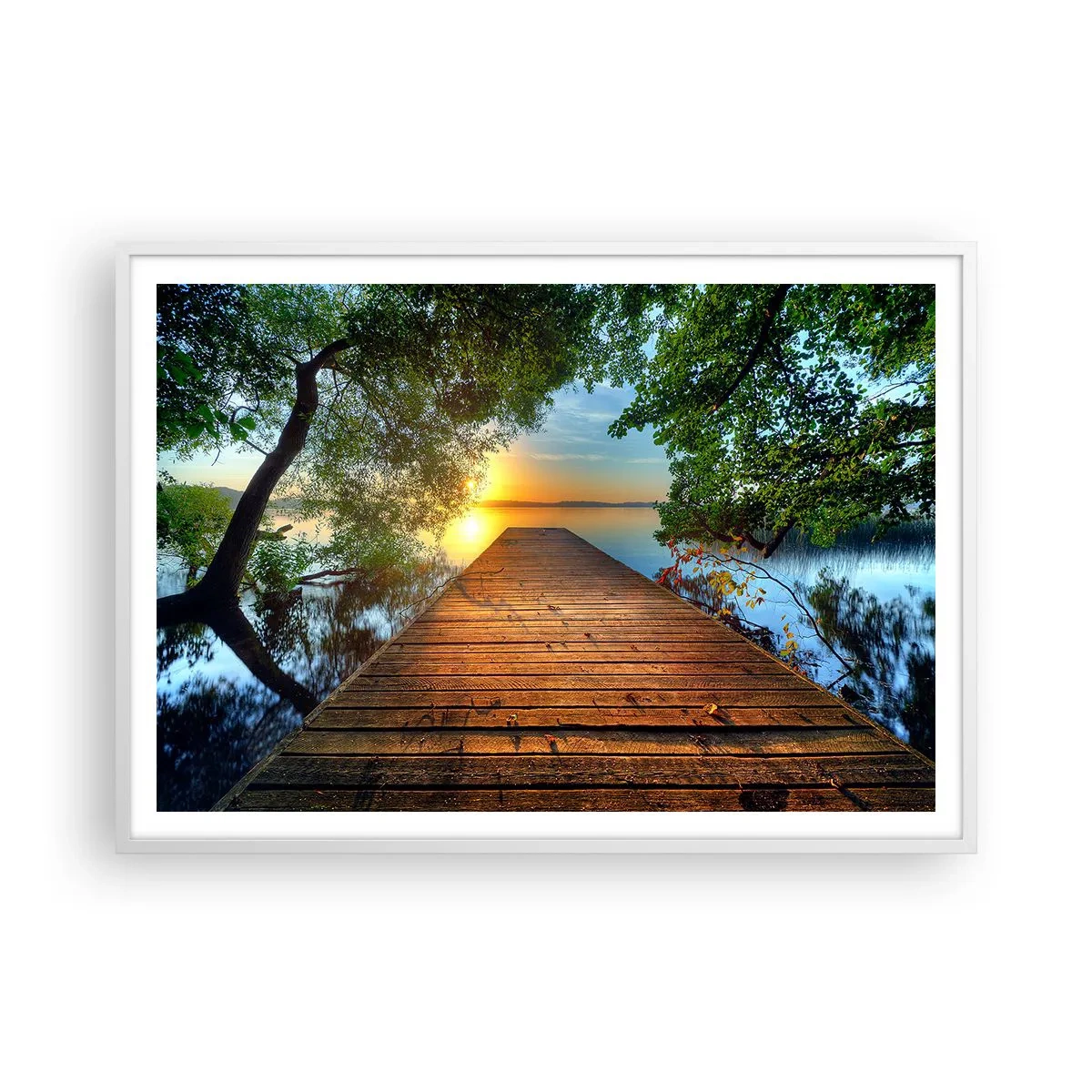 Affiche dans un cadre blanc - Poster - Prenez votre temps, asseyez-vous - 100x70 cm