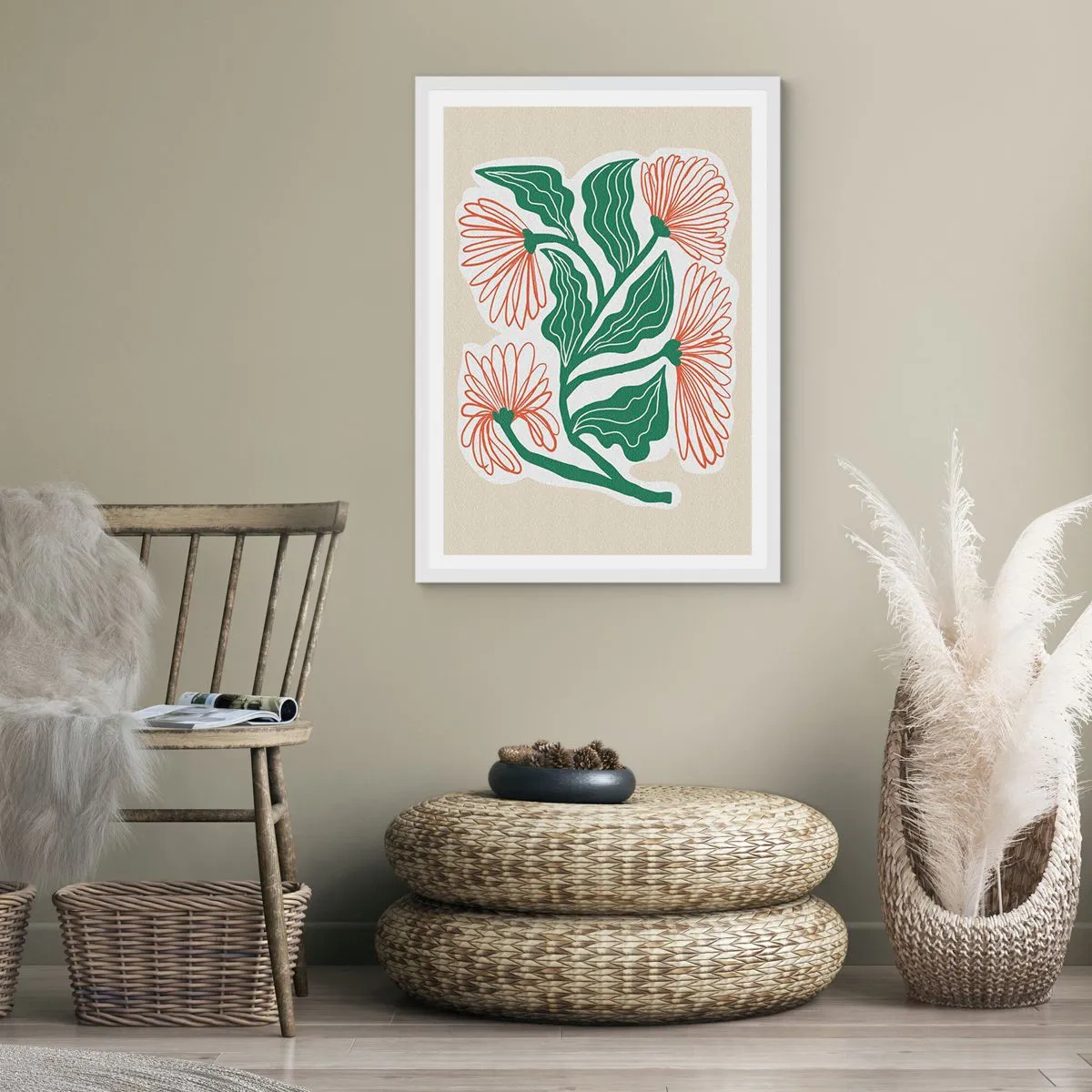 Affiche dans un cadre blanc - Poster - Folk et moderne - 70x100 cm