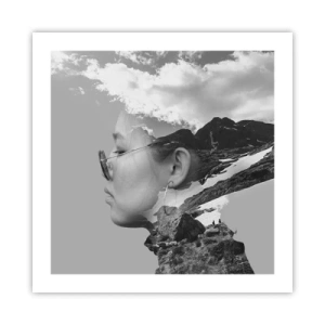 Affiche - Poster - Portrait de montagnes et nuages - 50x50 cm