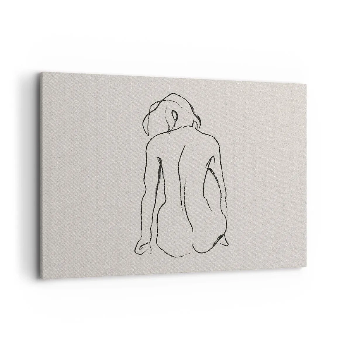 Impression sur toile - Image sur toile - Un croquis subtil de la silhouette d'une fille de dos - 100x70cm - Femme nue - Décoration murale moderne pour le salon et la chambre ARTTOR