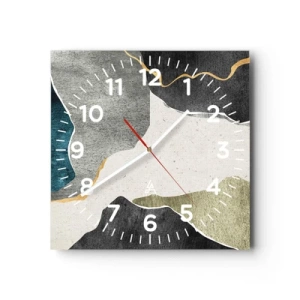 Horloge murale - Pendule murale - Composition mosaïque avec un fil d'or - 30x30 cm