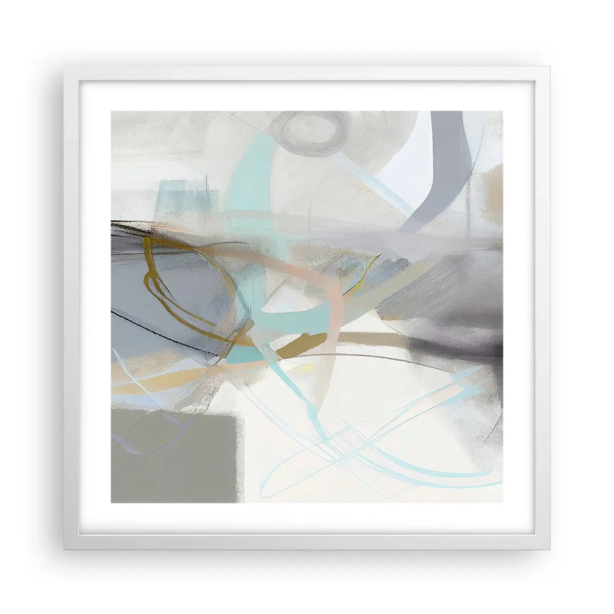 Affiche dans un cadre blanc - Poster - Abstraction brumeuse - 50x50 cm