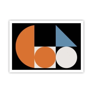 Affiche - Poster - Motif géométrique avec des formes colorées sur fond noir - 100x70cm - Rangement de figures - Décoration murale moderne pour le salon et la chambre ARTTOR