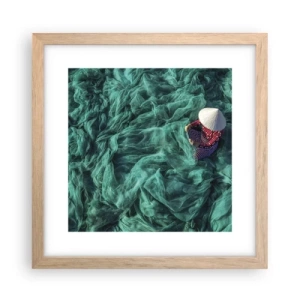 Affiche dans un chêne clair - Poster - Dans une mer de filet - 30x30 cm