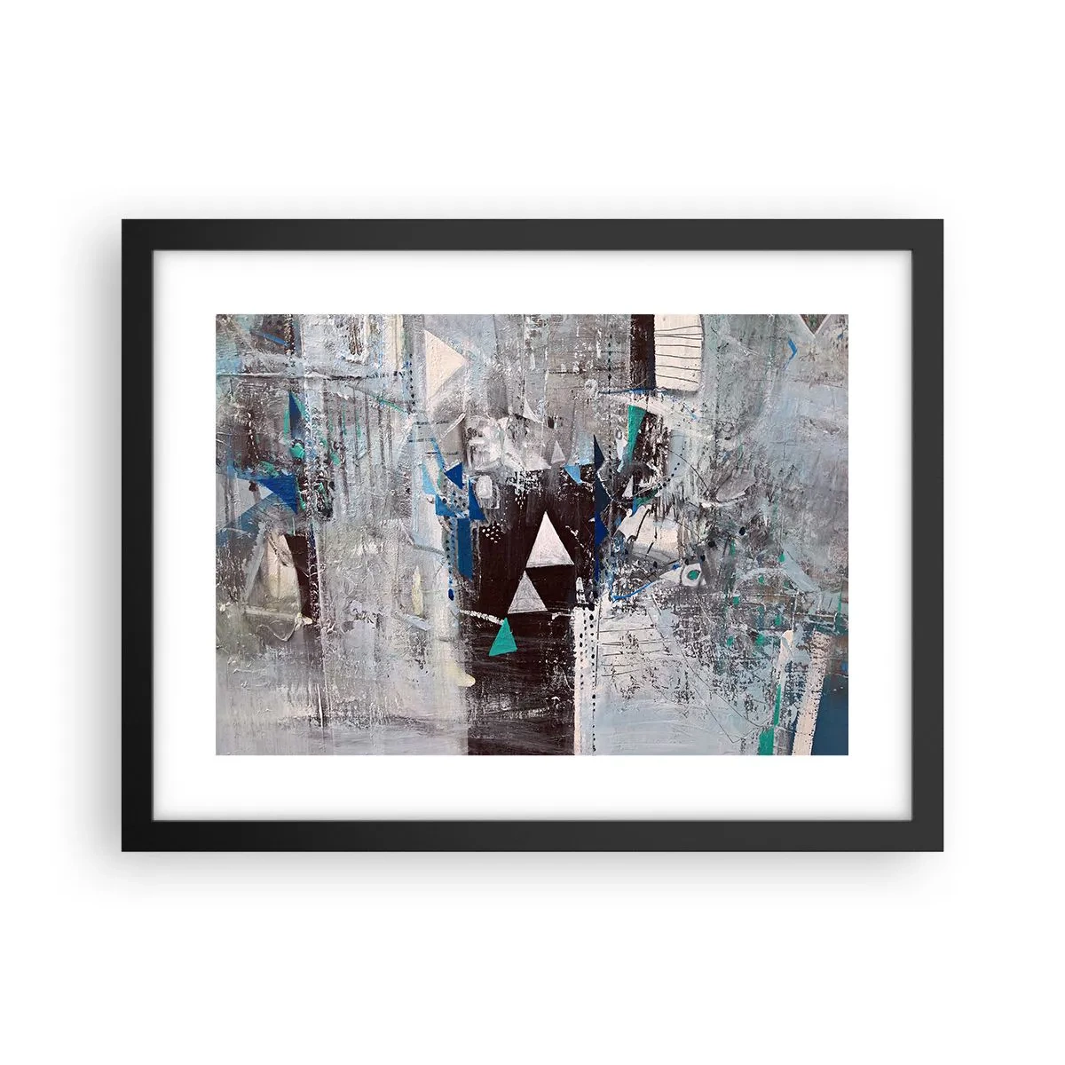 Affiche dans un cadre noir - Poster - Ordre prioritaire des triangles - 40x30 cm