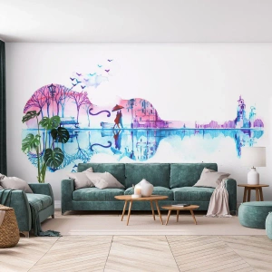 Papier Peint Autocollant Deluxe Sticker - Je vous apporterai de cantiques de pluie - Abstraction, Violon, Architecture - 400x280 cm