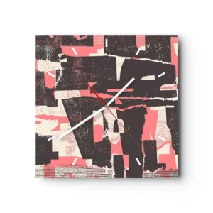 Horloge murale - Pendule murale - Une composition abstraite dans les tons de rose et de marron. - 30x30cm - Tout ce tapage - Décoration murale moderne pour le salon et la chambre ARTTOR