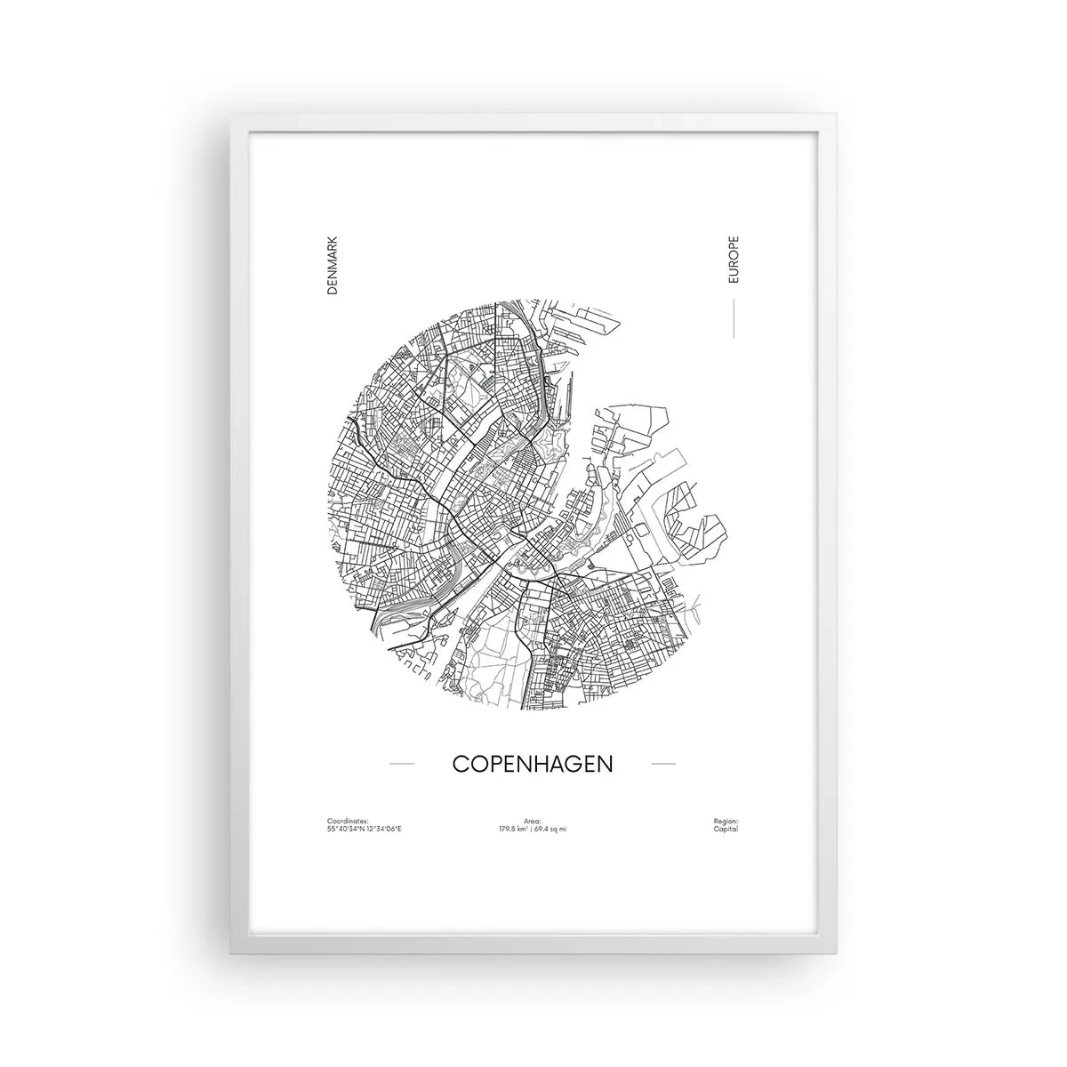 Affiche dans un cadre blanc - Poster - Anatomie de Copenhague - 50x70 cm