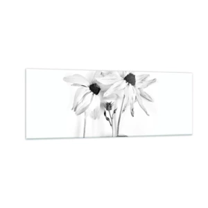 Impression sur verre - Image sur verre - Fleurs noires et blanches avec une composition subtile - 140x50cm - Personne ne souhaite être seul - Décoration murale moderne pour le salon et la chambre ARTTOR