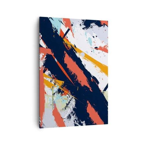 Impression sur toile - Image sur toile - Coups de pinceau abstraits aux couleurs vives - 70x100cm - Composition dynamique - Décoration murale moderne pour le salon et la chambre ARTTOR