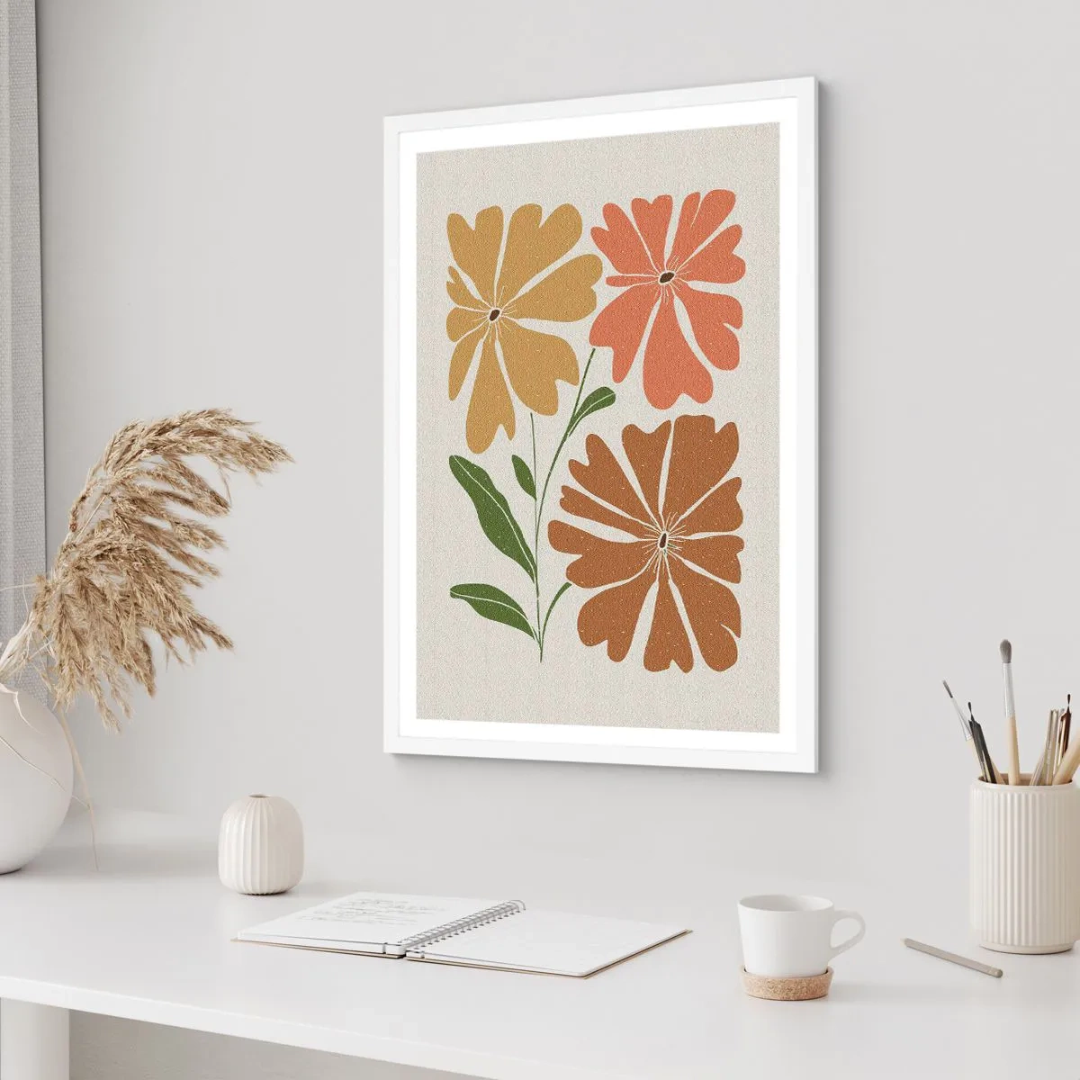 Affiche dans un cadre blanc - Poster - Nature et géométrie - 70x100 cm