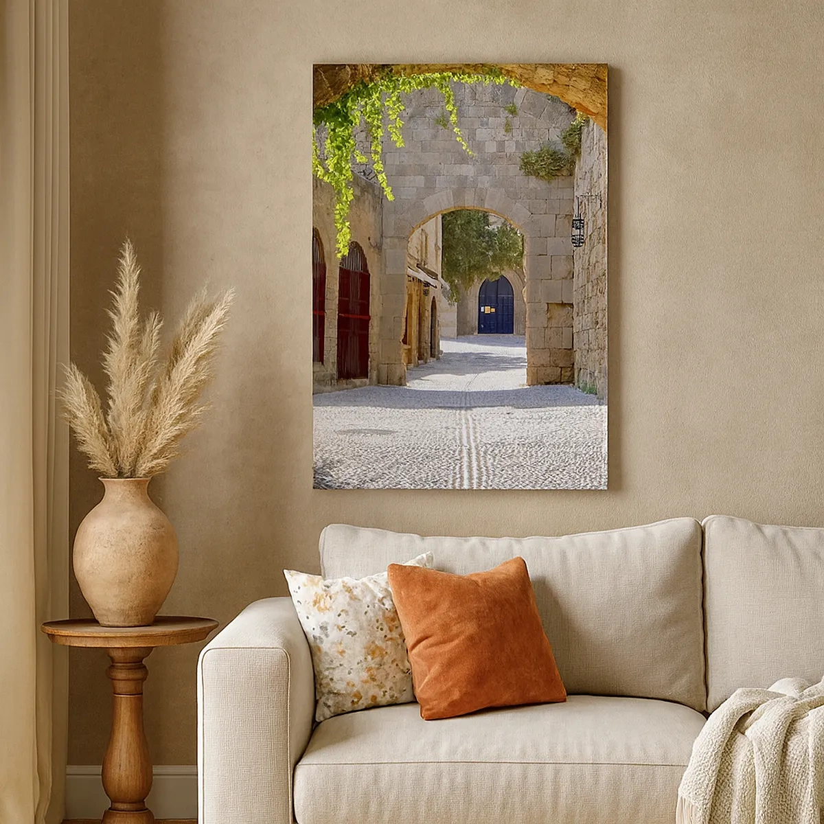 Impression sur toile - Image sur toile - Arches en pierre et rues pavées de style médiéval - 50x70cm - Le cortège apparaîtra bientôt - Décoration murale moderne pour le salon et la chambre ARTTOR