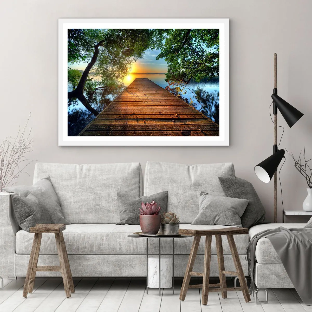 Affiche dans un cadre blanc - Poster - Prenez votre temps, asseyez-vous - 50x40 cm