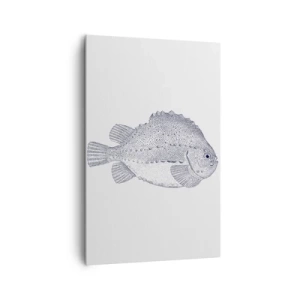 Impression sur toile - Image sur toile - Dessin noir et blanc d'un poisson sur fond blanc dans un style minimaliste - 80x120cm - Pour l'album du naturaliste - Décoration murale moderne pour le salon et la chambre ARTTOR