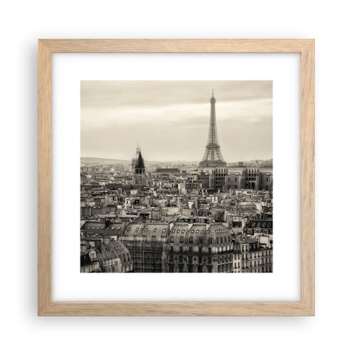 Affiche dans un chêne clair - Poster - Sur les toits de Paris - 30x30 cm