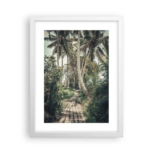 Affiche dans un cadre blanc - Poster - Allée des palmiers - 30x40 cm