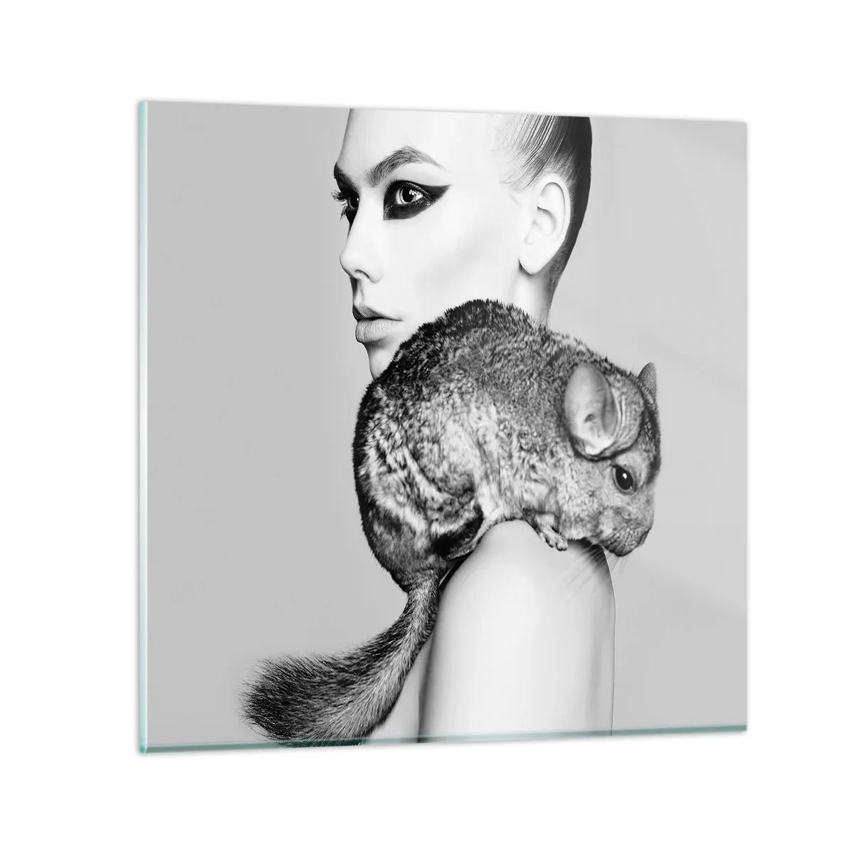 Impression sur verre - Image sur verre - Dame au chinchilla - 70x70 cm