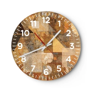 Horloge murale - Pendule murale - Étude cubique de marron - 30x30 cm