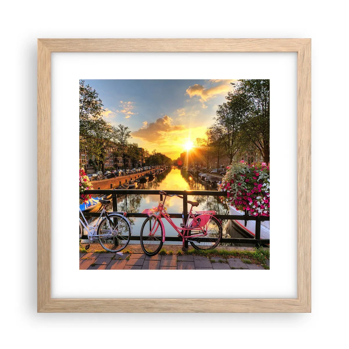 Affiche dans un chêne clair - Poster - Matin de printemps à Amsterdam - 30x30 cm