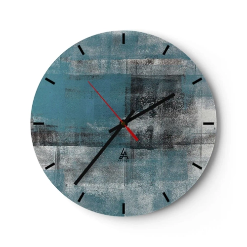 Horloge murale - Pendule murale - Motif abstrait dans les tons turquoise et gris - 30x30cm - Eau et air - Décoration murale moderne pour le salon, la cuisine et la chambre ARTTOR