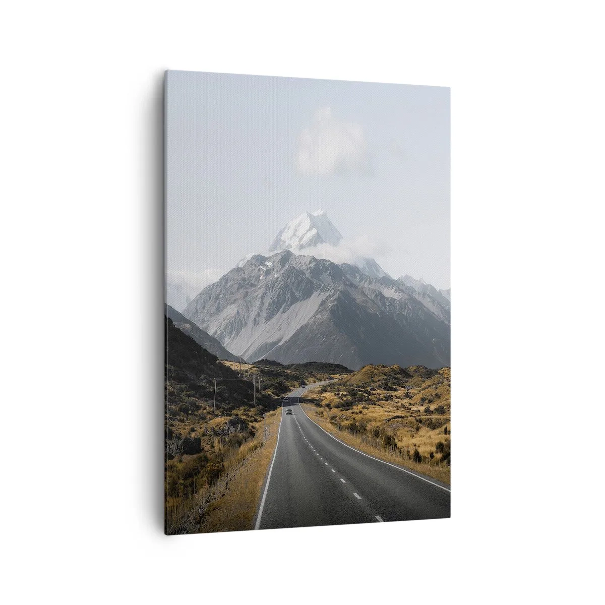 Impression sur toile - Image sur toile - Une route dans les montagnes entourée d'un paysage pittoresque - 70x100cm - Chemin vers le coeur de la montagne - Décoration murale moderne pour le salon et la chambre ARTTOR