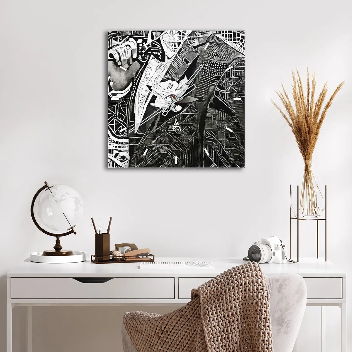 Horloge murale - Pendule murale - Abstraction élégante d'un homme en costume en noir et blanc - 30x30cm - Seulement en apparence un homme froid - Décoration murale moderne pour le salon et la chambre ARTTOR