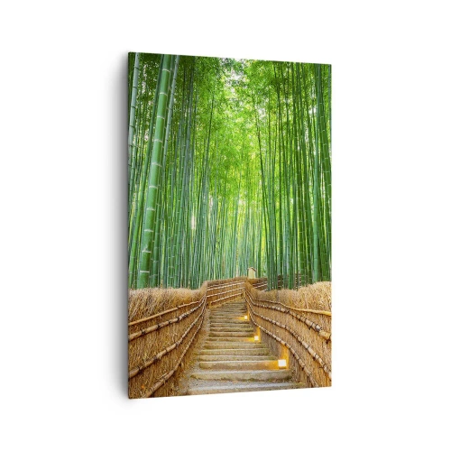 Impression sur toile - Image sur toile - Un chemin dans une dense forêt de bambous - 80x120cm - L'essence de la nature asiatique - Décoration murale moderne pour le salon et la chambre ARTTOR
