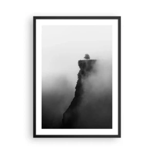 Affiche dans un cadre noir - Poster - Un arbre solitaire au bord d'une falaise entouré de brouillard - 50x70cm - Au bord du monde - Décoration murale moderne pour le salon et la chambre ARTTOR
