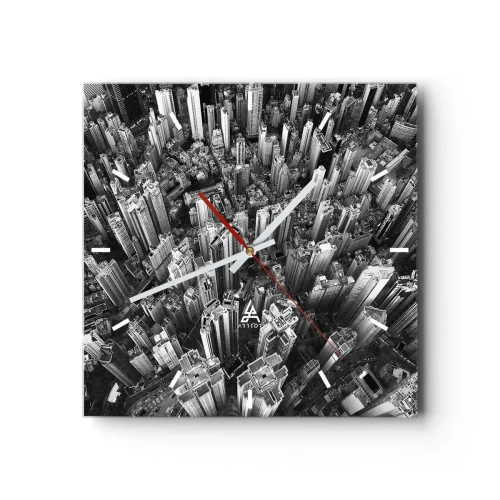 Horloge murale - Pendule murale - Vue aérienne de la ville en noir et blanc - 30x30cm - Toujours de plus en plus haut - Décoration murale moderne pour le salon et la chambre ARTTOR