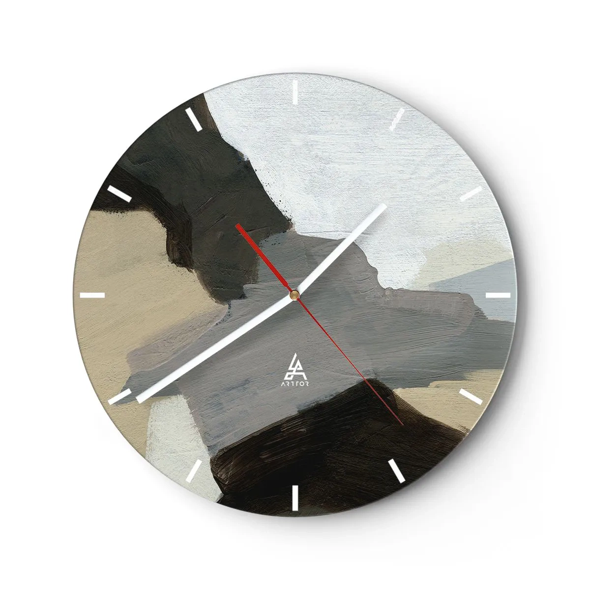 Horloge murale - Pendule murale - Abstraction : le carrefour du gris - 40x40 cm