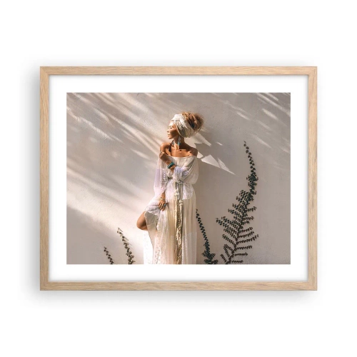 Affiche dans un chêne clair - Poster - Le soleil et la fille - 50x40 cm