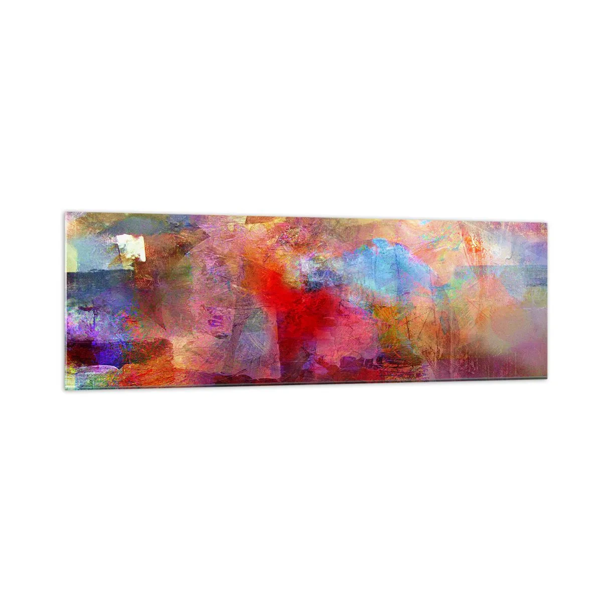 Impression sur verre - Image sur verre - Abstraction colorée dans des tons chauds et froids - 160x50cm - Regardez à l'intérieur de l'arc-en-ciel - Décoration murale moderne pour le salon et la chambre ARTTOR