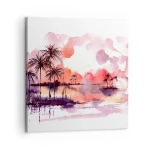 Impression sur toile - Image sur toile - La tranquillité des tropiques en rouge - 50x50 cm