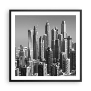 Affiche dans un cadre noir - Poster - Ville sur le désert - 60x60 cm