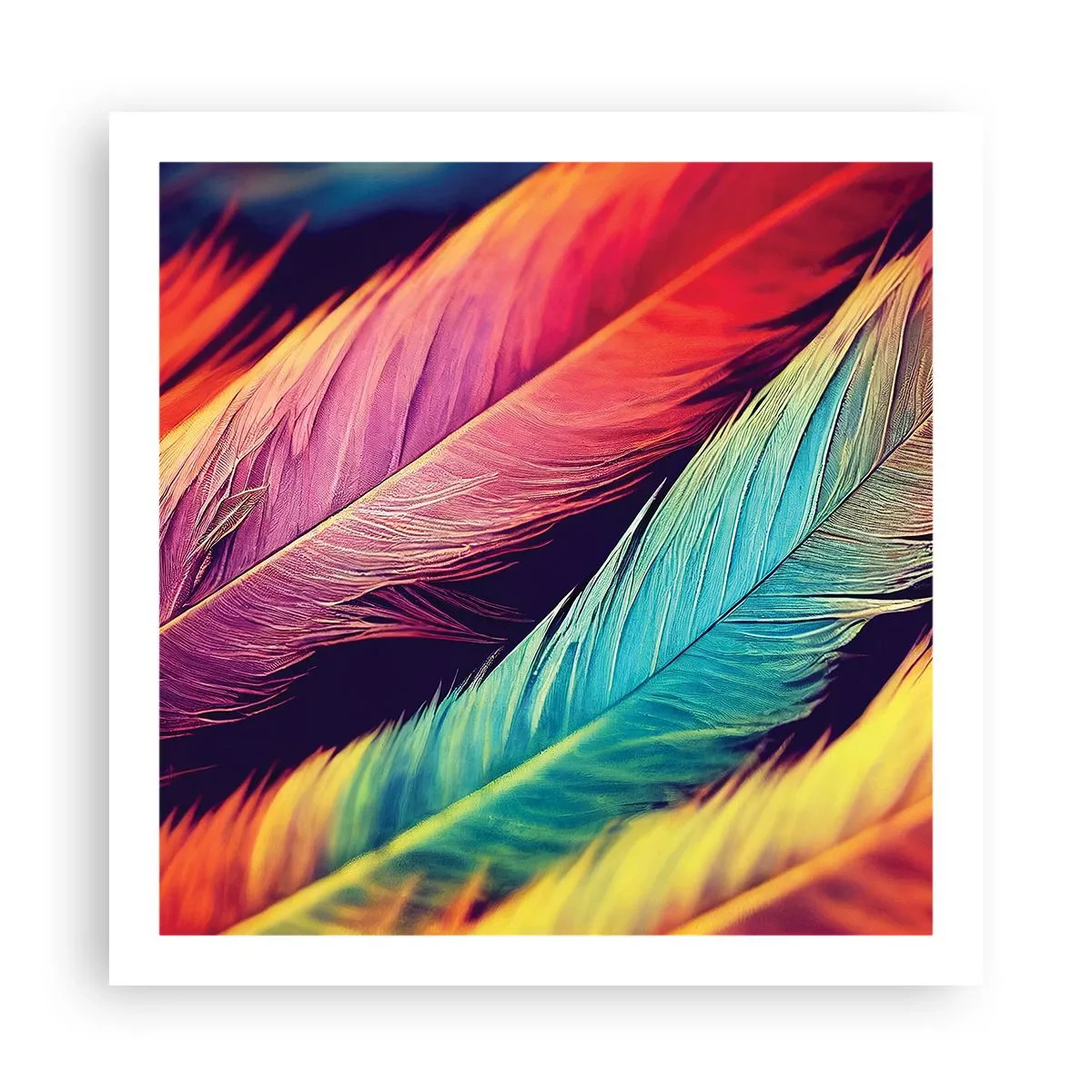 Affiche - Poster - Arc-en-ciel de plumes - 60x60 cm
