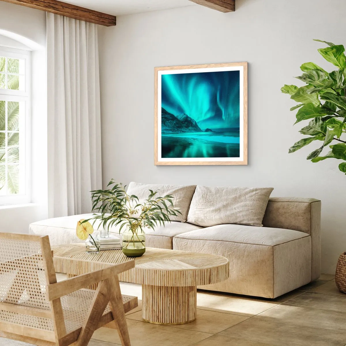 Affiche dans un chêne clair - Poster - Merveilles du Nord - 40x40 cm