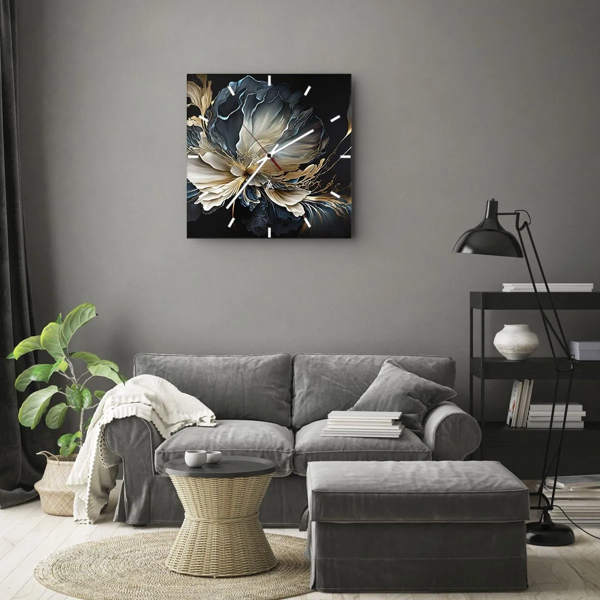 Horloge murale - Pendule murale - Fleur de fougère de conte de fées - 40x40 cm