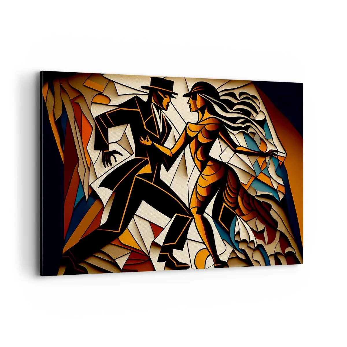 Impression sur toile - Image sur toile - Un couple dynamique dansant sous une forme abstraite. - 120x80cm - Danse de passion et de volupté - Décoration murale moderne pour le salon et la chambre ARTTOR