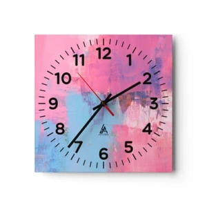 Horloge murale - Pendule murale - Du rose, du bleu et une pincée de lumière - 40x40 cm
