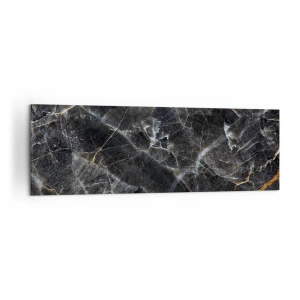 Impression sur toile - Image sur toile - Détails noirs et dorés de la surface en marbre - 160x50cm - La vie intérieure de la pierre - Décoration murale moderne pour le salon et la chambre ARTTOR