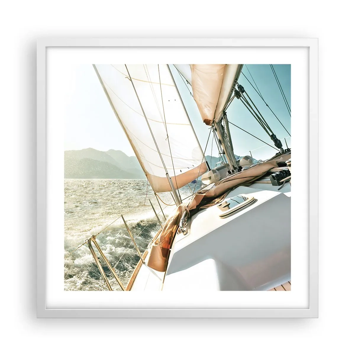 Affiche dans un cadre blanc - Poster - Toutes voiles dehors - 50x50 cm