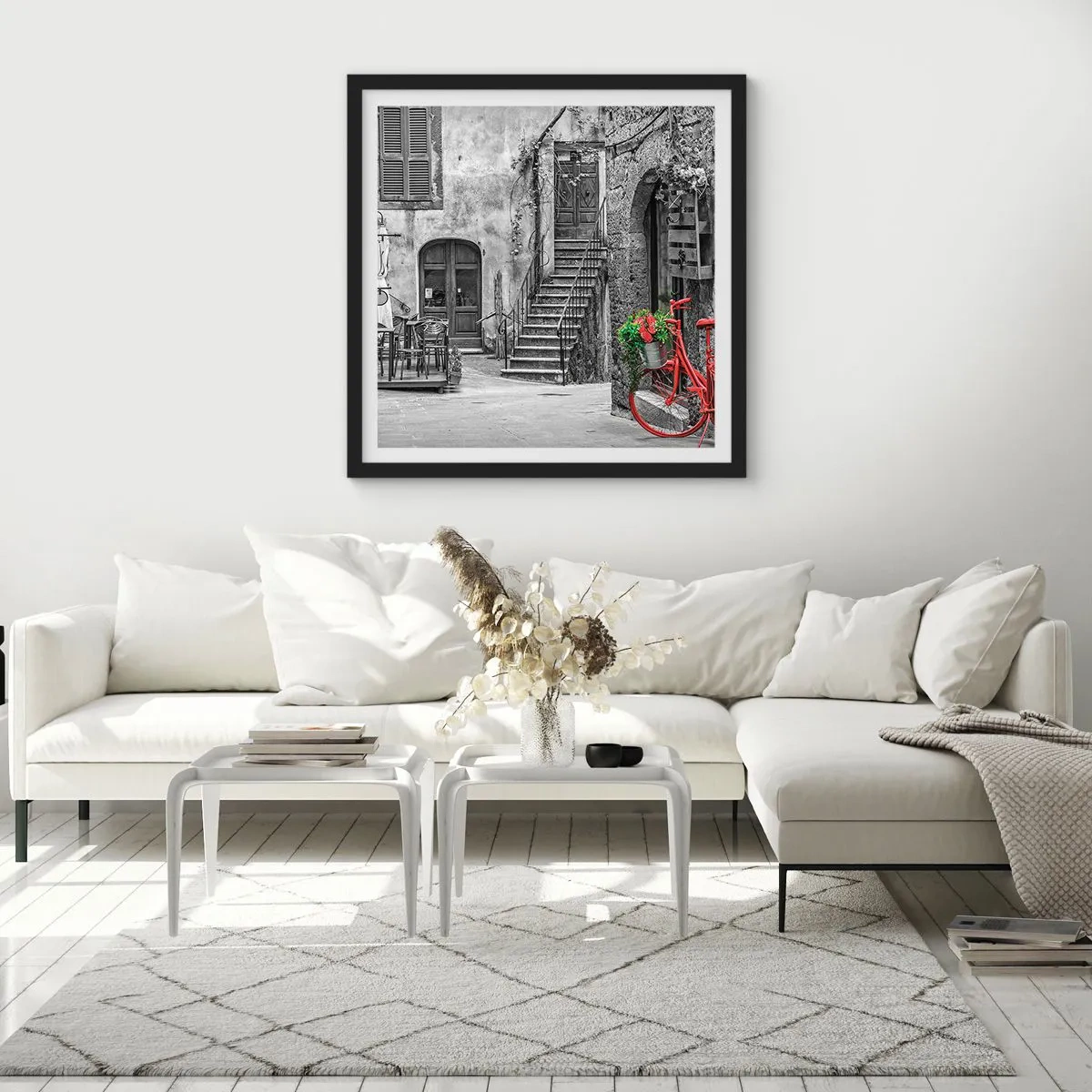 Affiche dans un cadre noir - Poster - Ruelle toscane - 30x30 cm