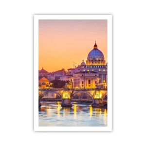 Affiche - Poster - Coucher de soleil sur la ville éternelle - 61x91 cm